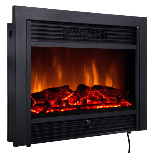 28.5 Inch Electric Fireplace Recessed with 3 Flame Colors - Color: Black - Size: 28.5 inches