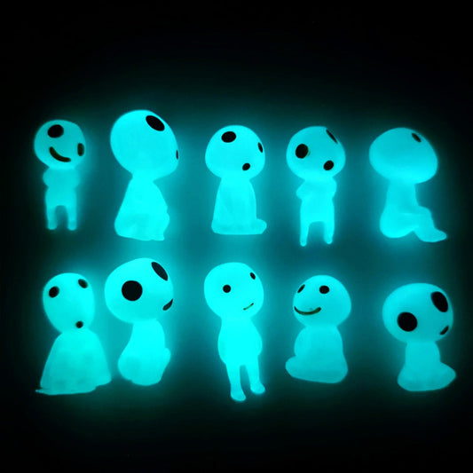 10pcs Halloween Luminous Alien Ornament Glow in Dark Resin Crafts for Micro Landscape Garden Decoration Blue