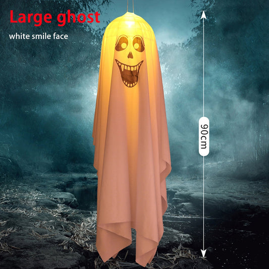 Halloween Led Light Hanging Scary Spooky Ornament Party for Indoor Outdoor Decorations Large Smile Face White