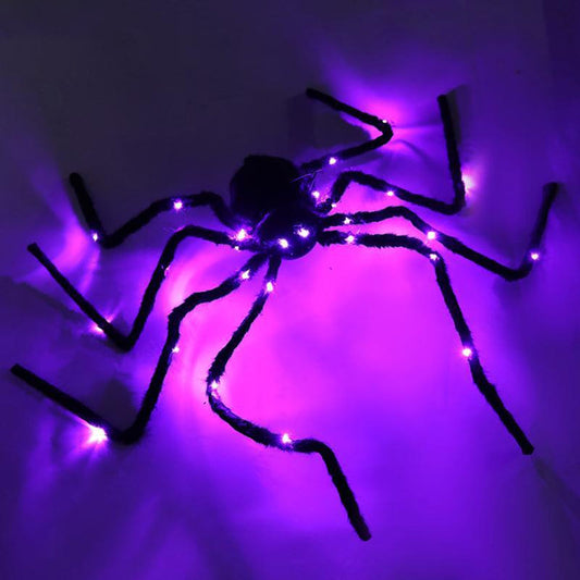 Glowing Plush Spider Bendable Halloween Extra Large Lifelike Fake Spider Layout Prop for Outdoor Yard Decor