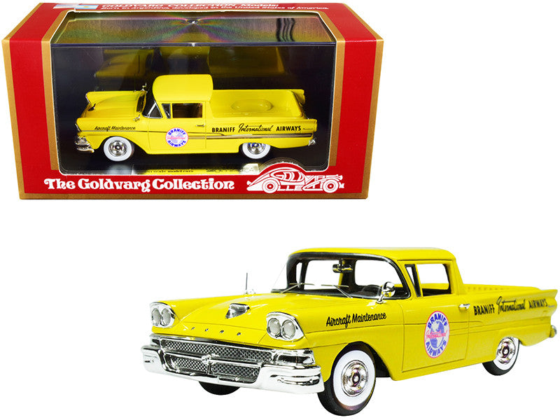 1958 Ford Ranchero Aircraft Maintenance Car Yellow "Braniff International Airways" Limited Edition to 125 pieces Worldwide 1/43 Model Car by Goldvarg Collection-0