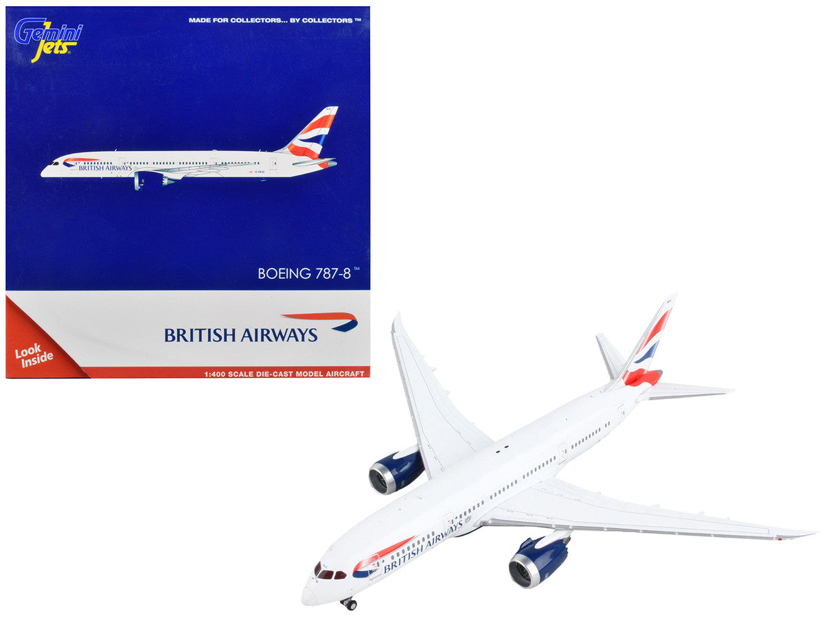 Boeing 787-8 Commercial Aircraft "British Airways" White with Tail Stripes 1/400 Diecast Model Airplane by GeminiJets-0