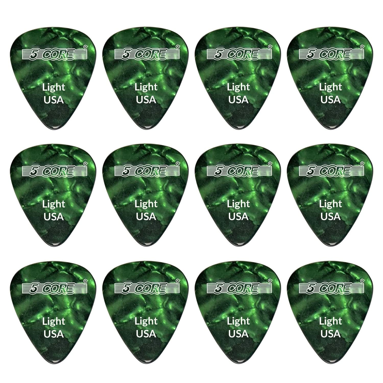 5Core Guitar Picks Celluloid Light Gauge 0.46mm Pick - Acoustic Electric Bass Guitars GREEN-0