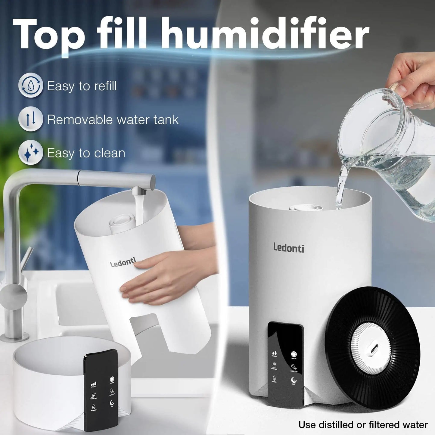 WiFi Control Humidifiers for Bedroom   Dual Mist (Cool & Warm) ! Humidifier 4L