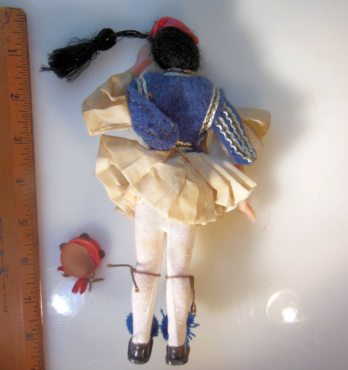 Vintage Greek Souvenir Tsolias Doll: Male Folk Dancer Tambourine Player-5