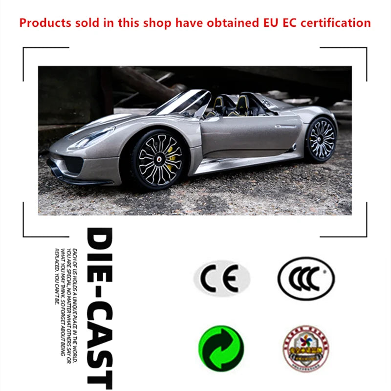 welly 1:24 Porsche 918  car alloy car model simulation car decoration collection gift toy Die casting model boy toy