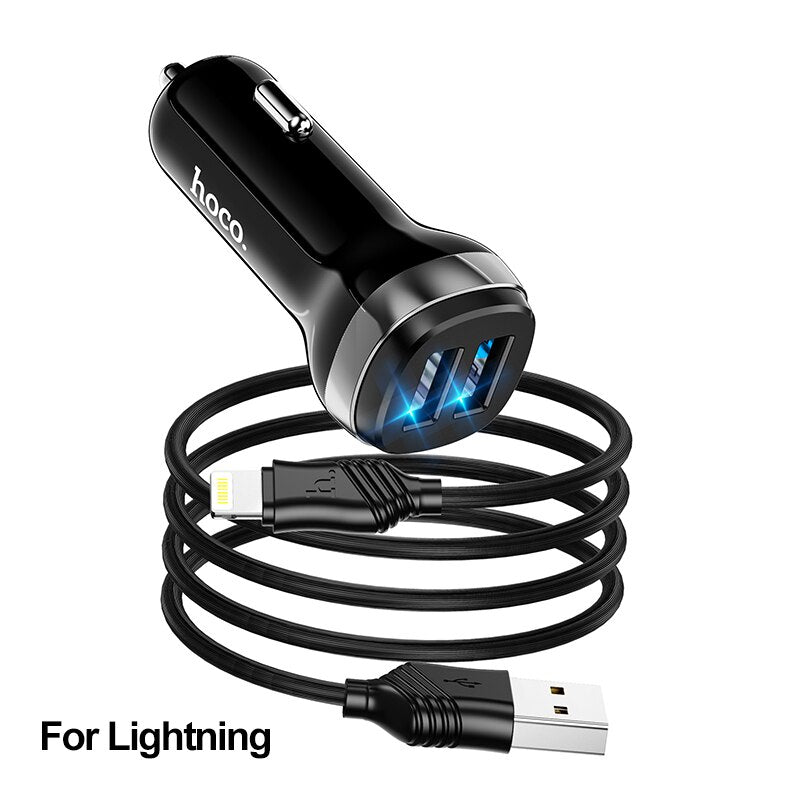 HOCO Mini 4.8A USB Car Charger For iPhone Xiaomi Tablet GPS Fast Charger Car-Charger Dual USB Car Phone Charger Adapter in Car