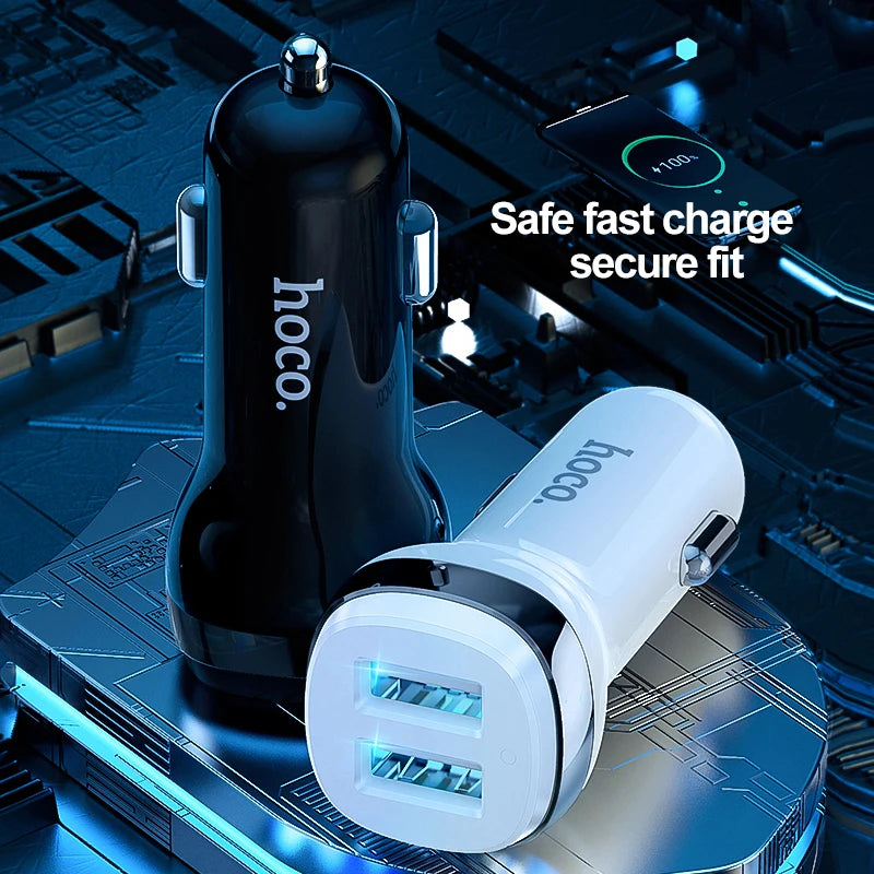 HOCO Mini 4.8A USB Car Charger For iPhone Xiaomi Tablet GPS Fast Charger Car-Charger Dual USB Car Phone Charger Adapter in Car
