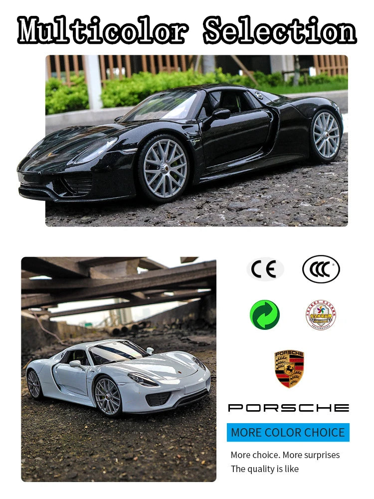 welly 1:24 Porsche 918  car alloy car model simulation car decoration collection gift toy Die casting model boy toy