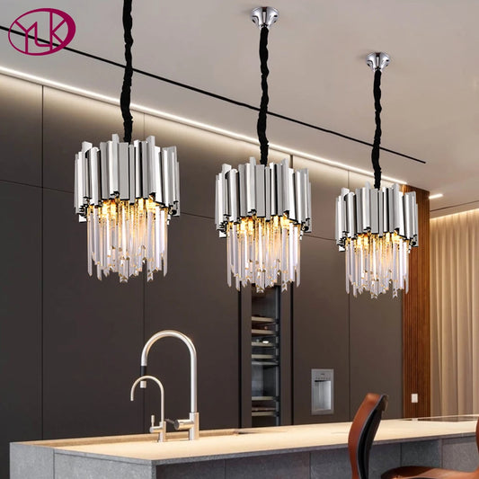 Modern crystal chandelier for dining room luxury kitchen island light fixture home decor gold/chrome led cristal lustre