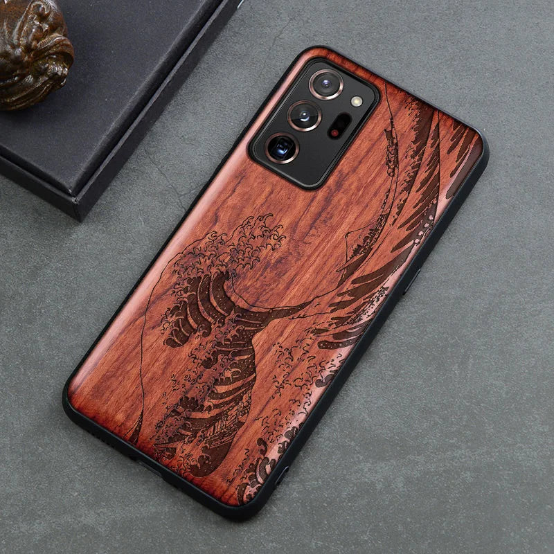 Color: Army Green, Material: Denim - Natural Wood Wooden TPU Case For Samsung Galaxy Note 20 Ultra S24 S23 S21 Ultra S20 FE S10 Plus Case Cover Phone Shell Skin Bag