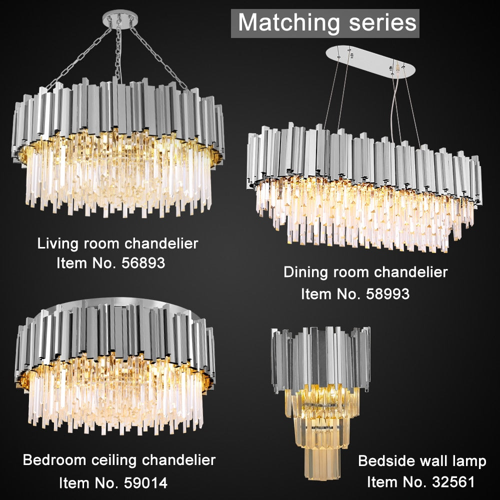 Modern crystal chandelier for dining room luxury kitchen island light fixture home decor gold/chrome led cristal lustre