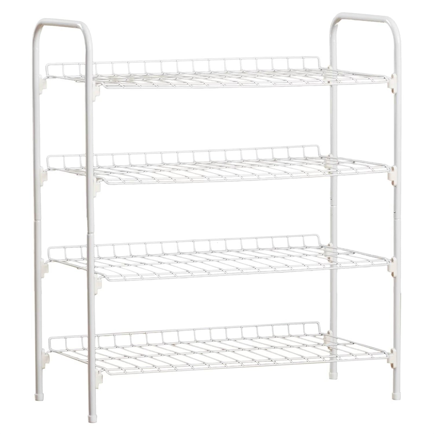 White Metal 4-Shelf Shoe Rack - Holds up to 9 Pair of Shoes-1