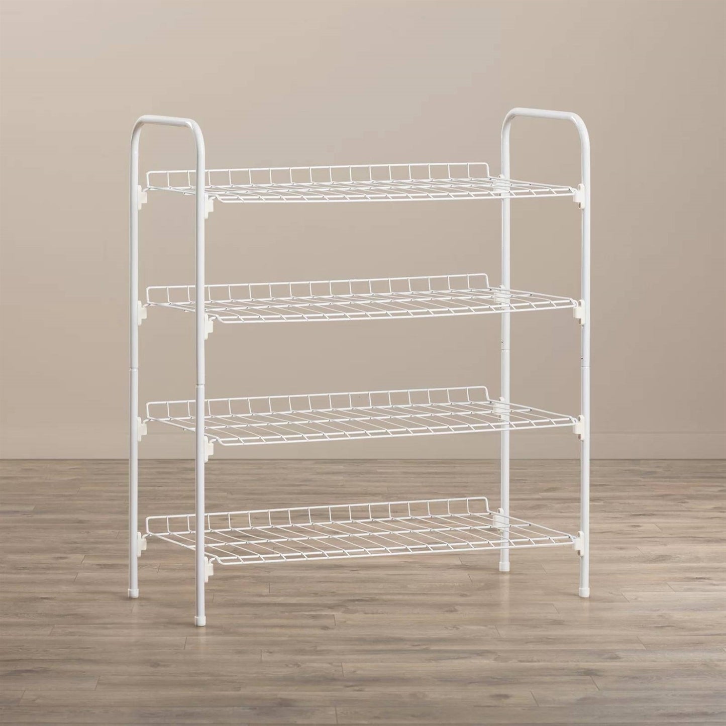 White Metal 4-Shelf Shoe Rack - Holds up to 9 Pair of Shoes-3