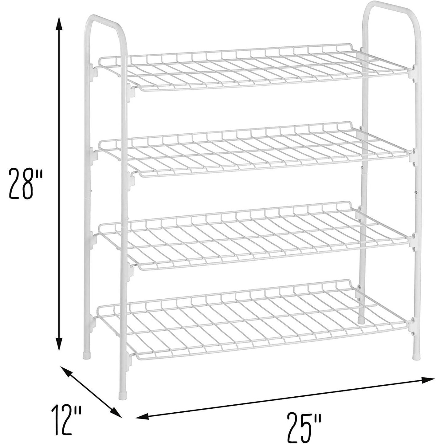 White Metal 4-Shelf Shoe Rack - Holds up to 9 Pair of Shoes-4