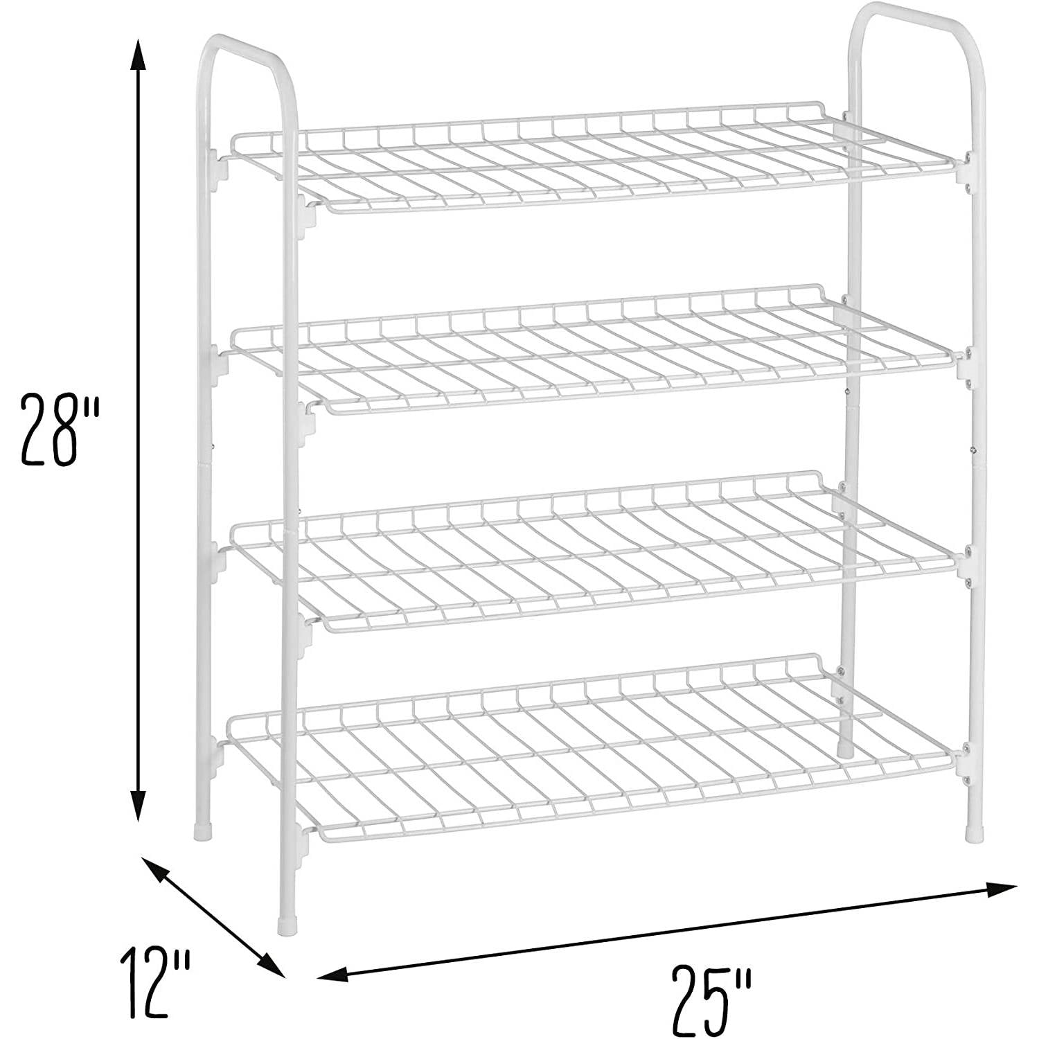 White Metal 4-Shelf Shoe Rack - Holds up to 9 Pair of Shoes-4