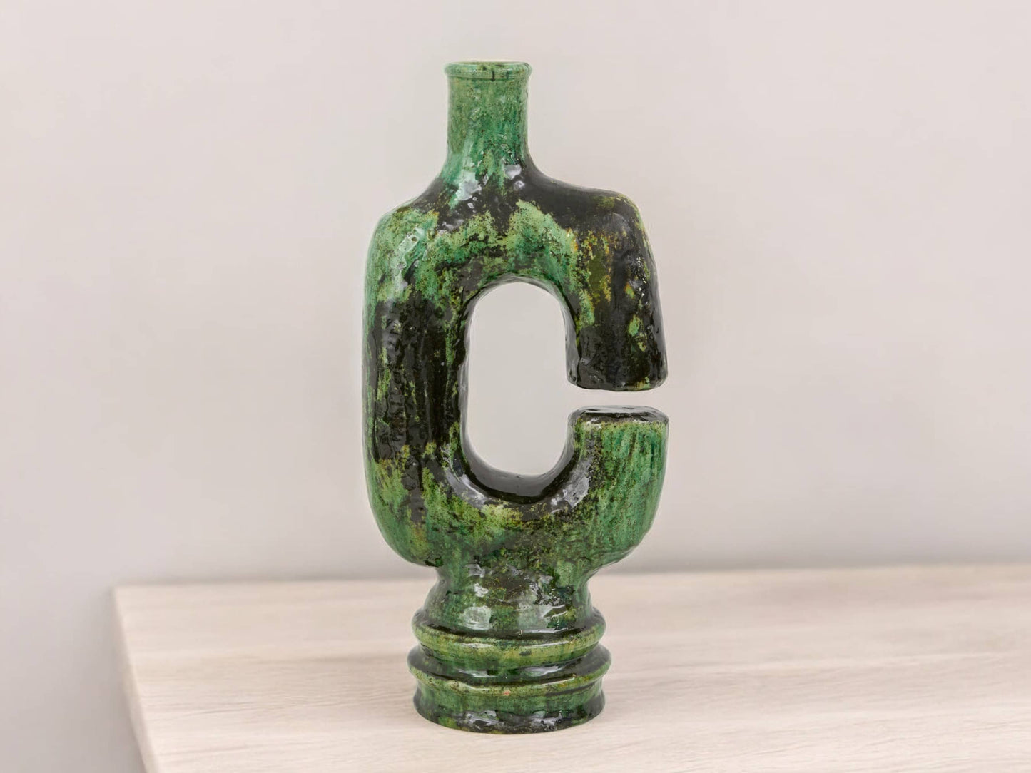 Artisan Handmade Moroccan Tamegroute  Green Glazed Vase-0