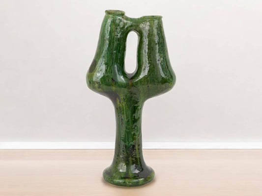 Artisan Handmade Moroccan Tamegroute  Green Glazed Vase-0