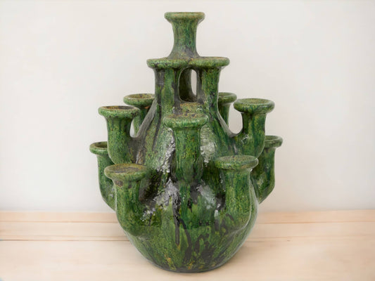 Artisan Handmade Moroccan Tamegroute  Green Glazed Vase-0