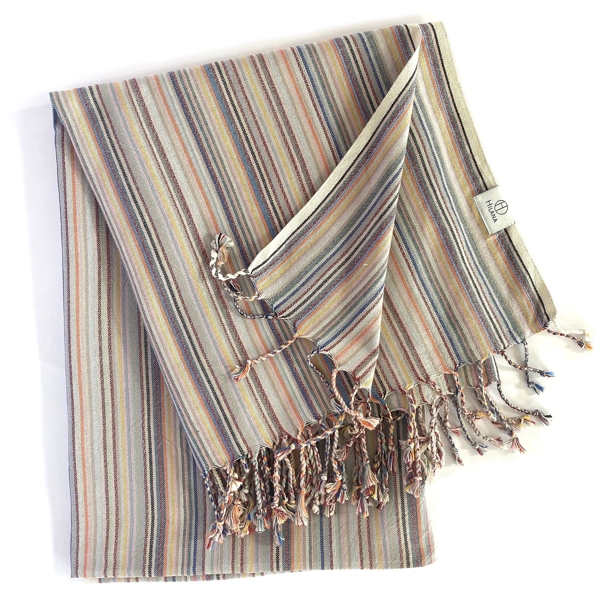 Casablanca Sustainable Striped Turkish Towel / Blanket Beige-0