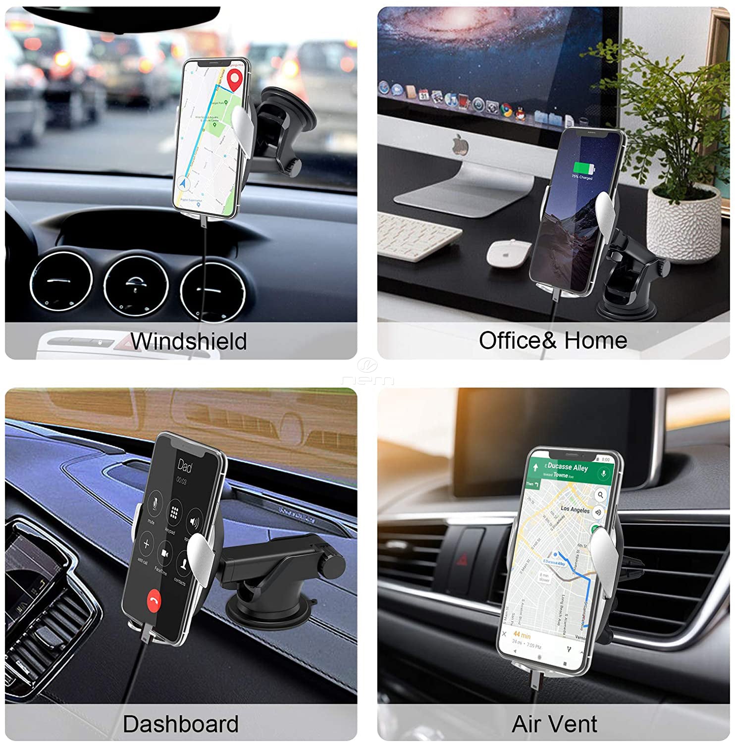 Universal Wireless Car Phone Charger Mount Holder Automatic Clamping-4