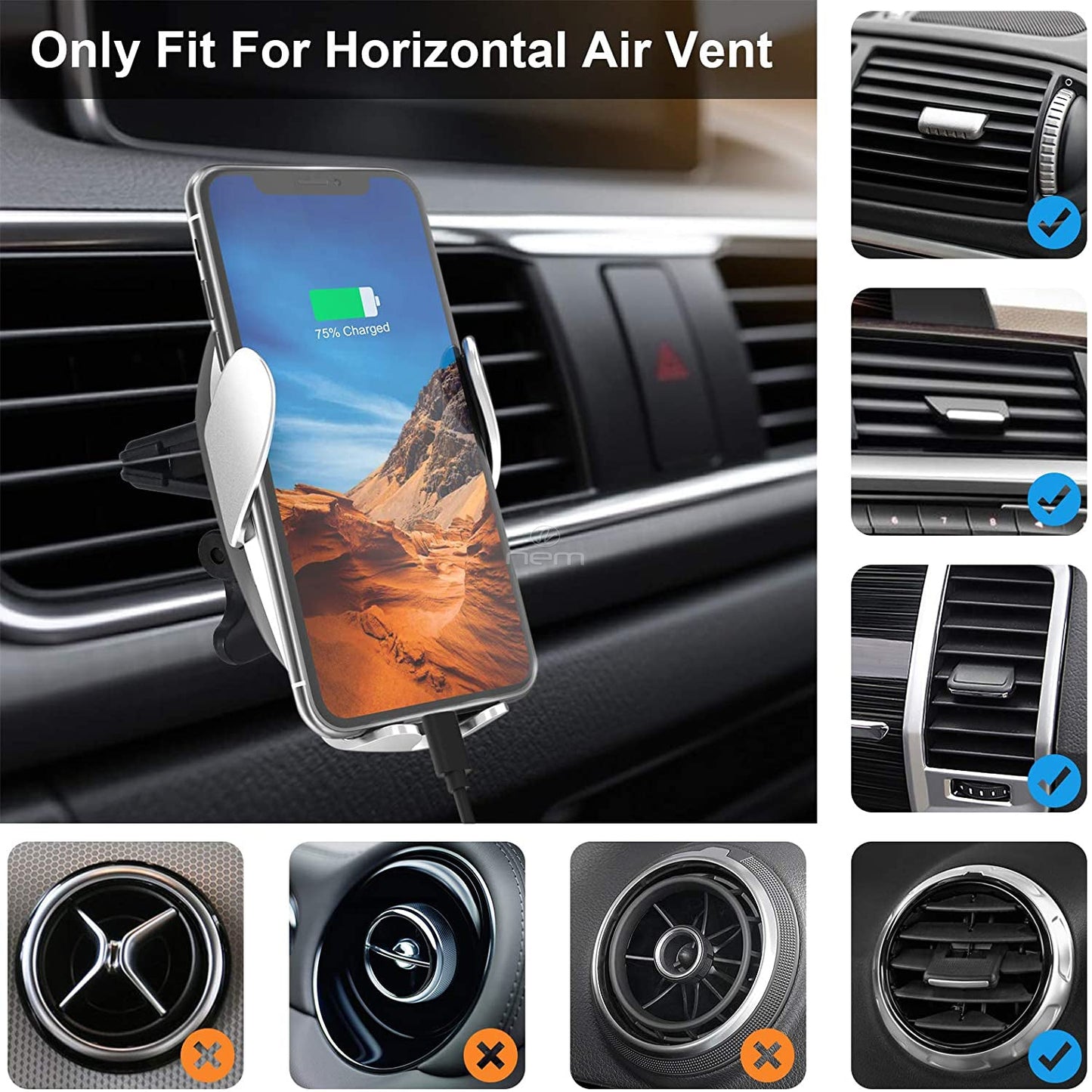 Universal Wireless Car Phone Charger Mount Holder Automatic Clamping-1