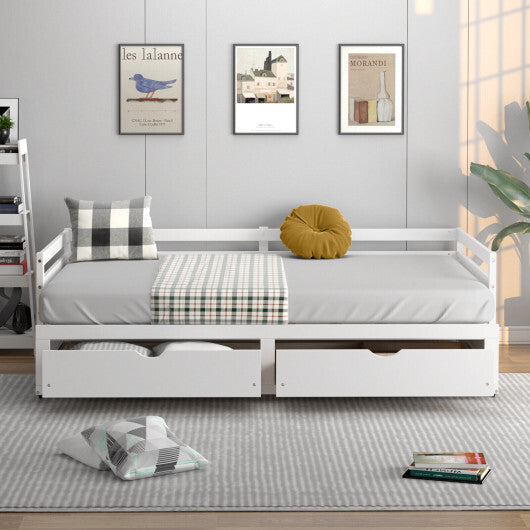 Extendable Twin to King Daybed with Trundle and 2 Storage Drawers