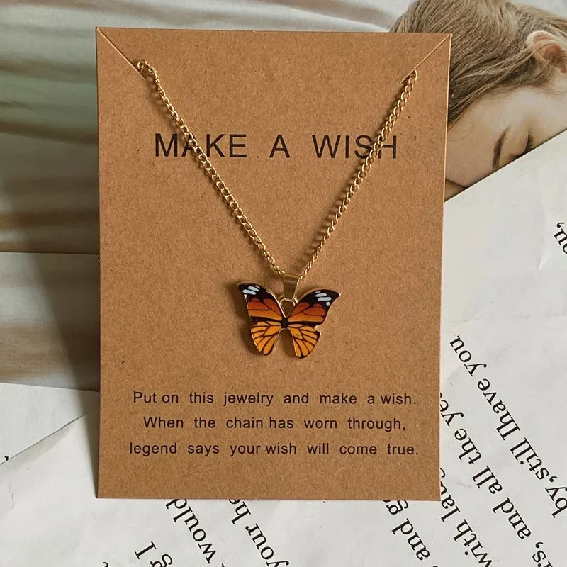 Fashion Women Necklace Korea Style New Butterfly Pendant Necklace Gift For Girl  Cute Lovely Neck Jewelry Wholesale Dropshipping