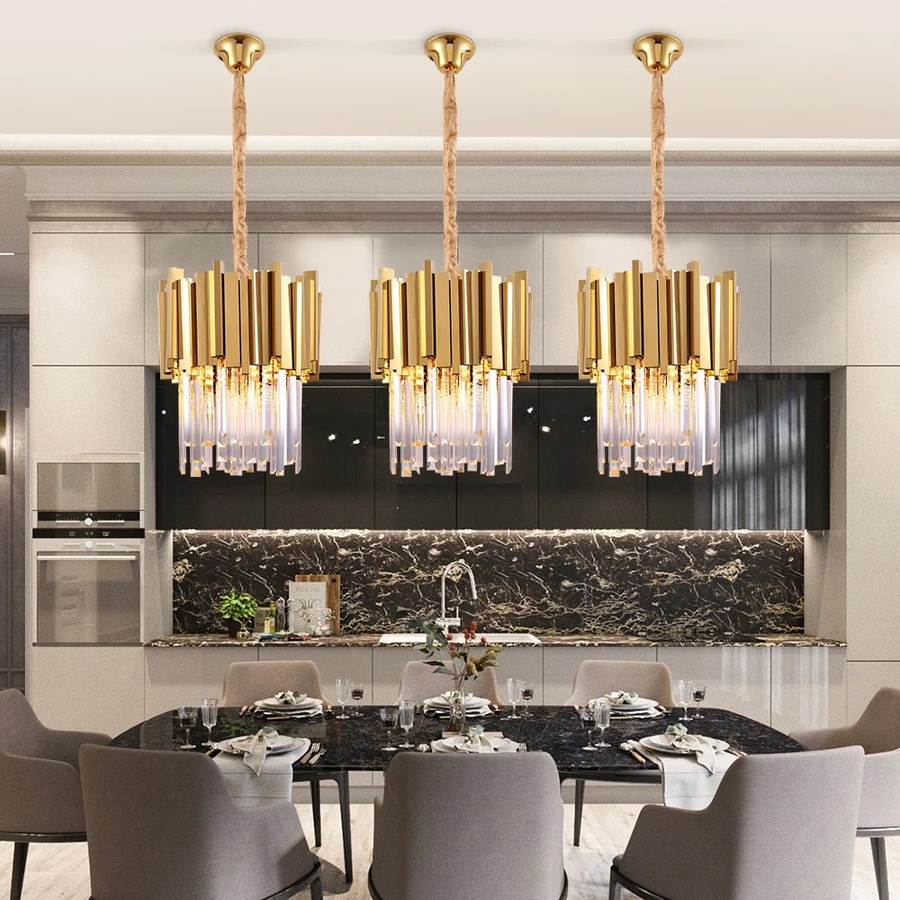 Modern crystal chandelier for dining room luxury kitchen island light fixture home decor gold/chrome led cristal lustre