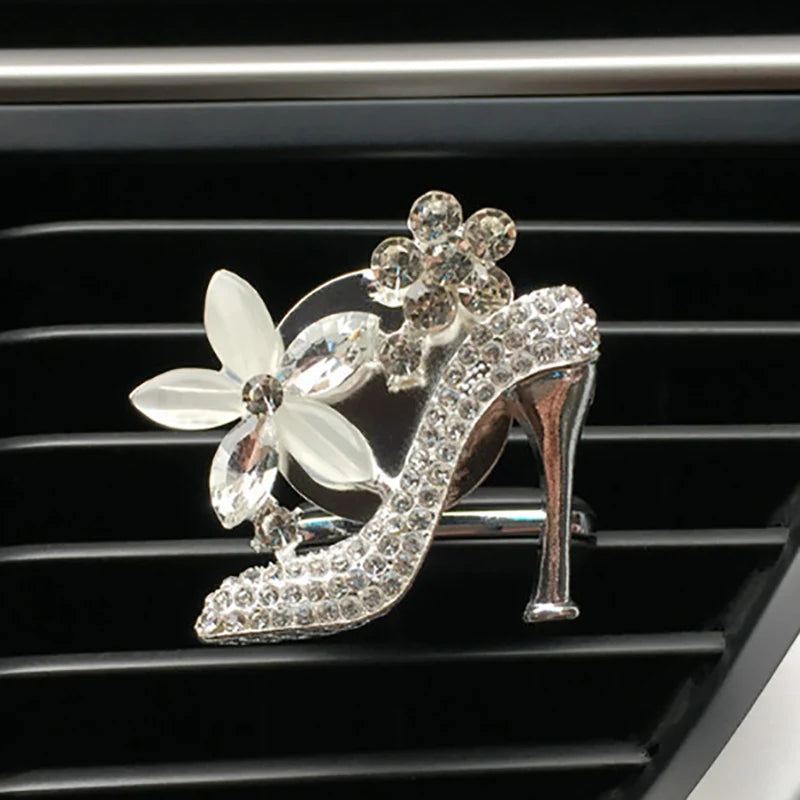 Bling Car Accessories Girls Purse High Heel Car Air Freshener Auto Outlet Perfume Clip Car Scent Diffuser Elegant Car Decoration