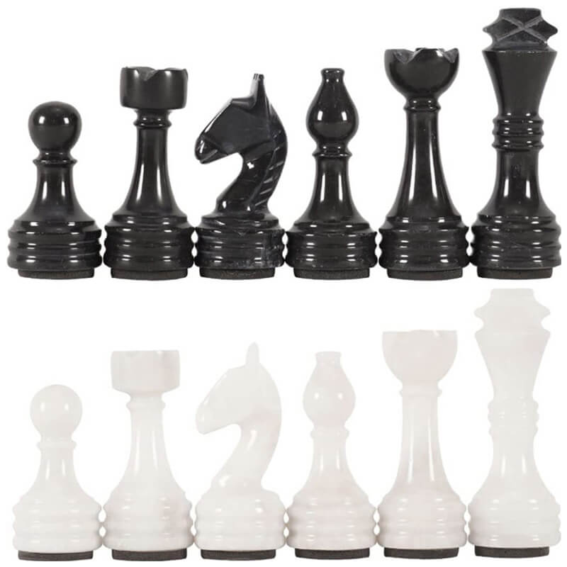 Black and White Natural Marble Chess Pieces-1