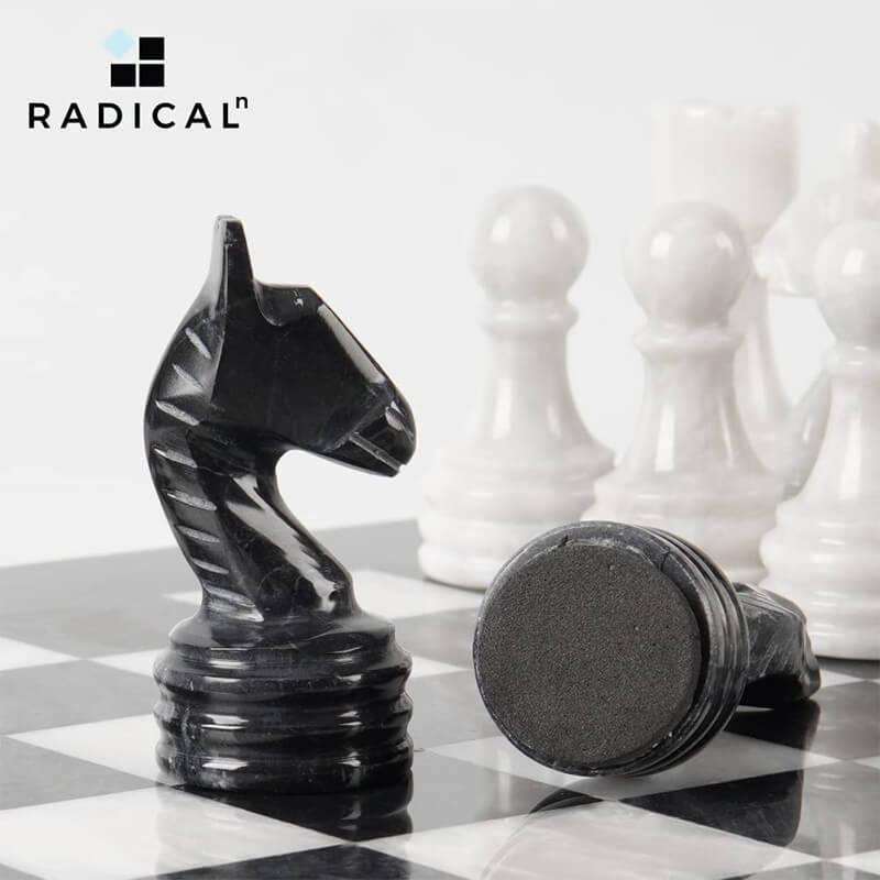 Black and White Natural Marble Chess Pieces-2