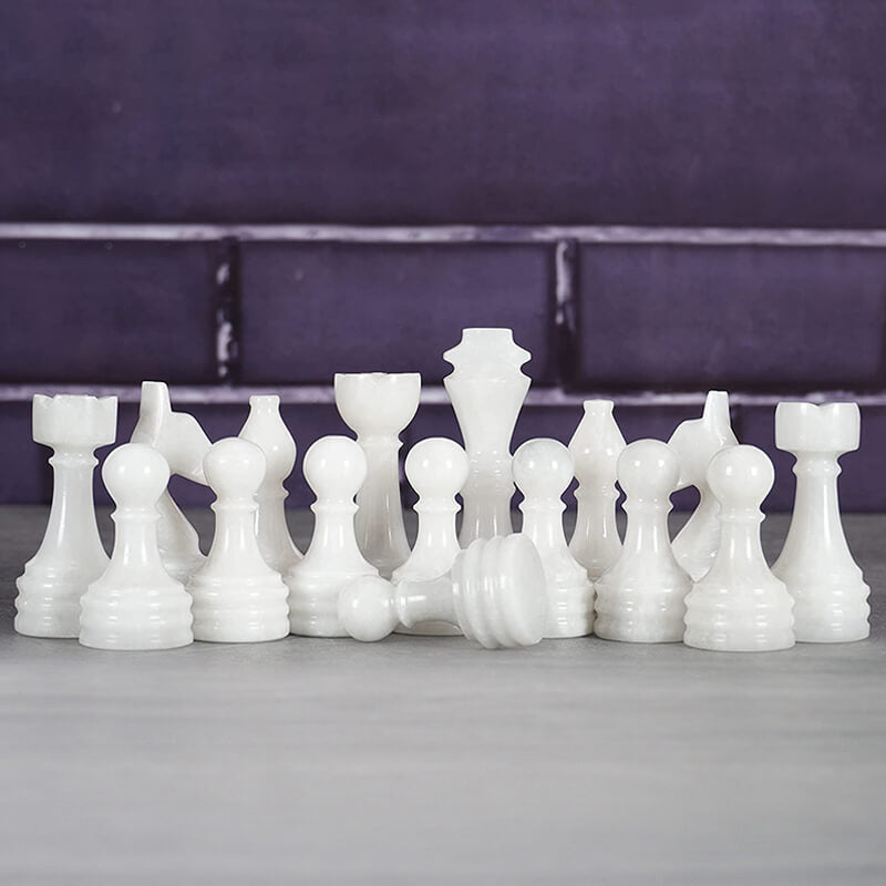 Black and White Natural Marble Chess Pieces-3