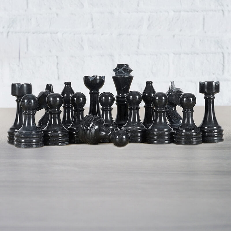 Black and White Natural Marble Chess Pieces-4