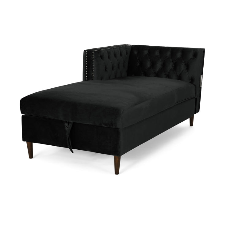 Tufted Velvet Sectional Storage Sofa with Chaise Lounge-9