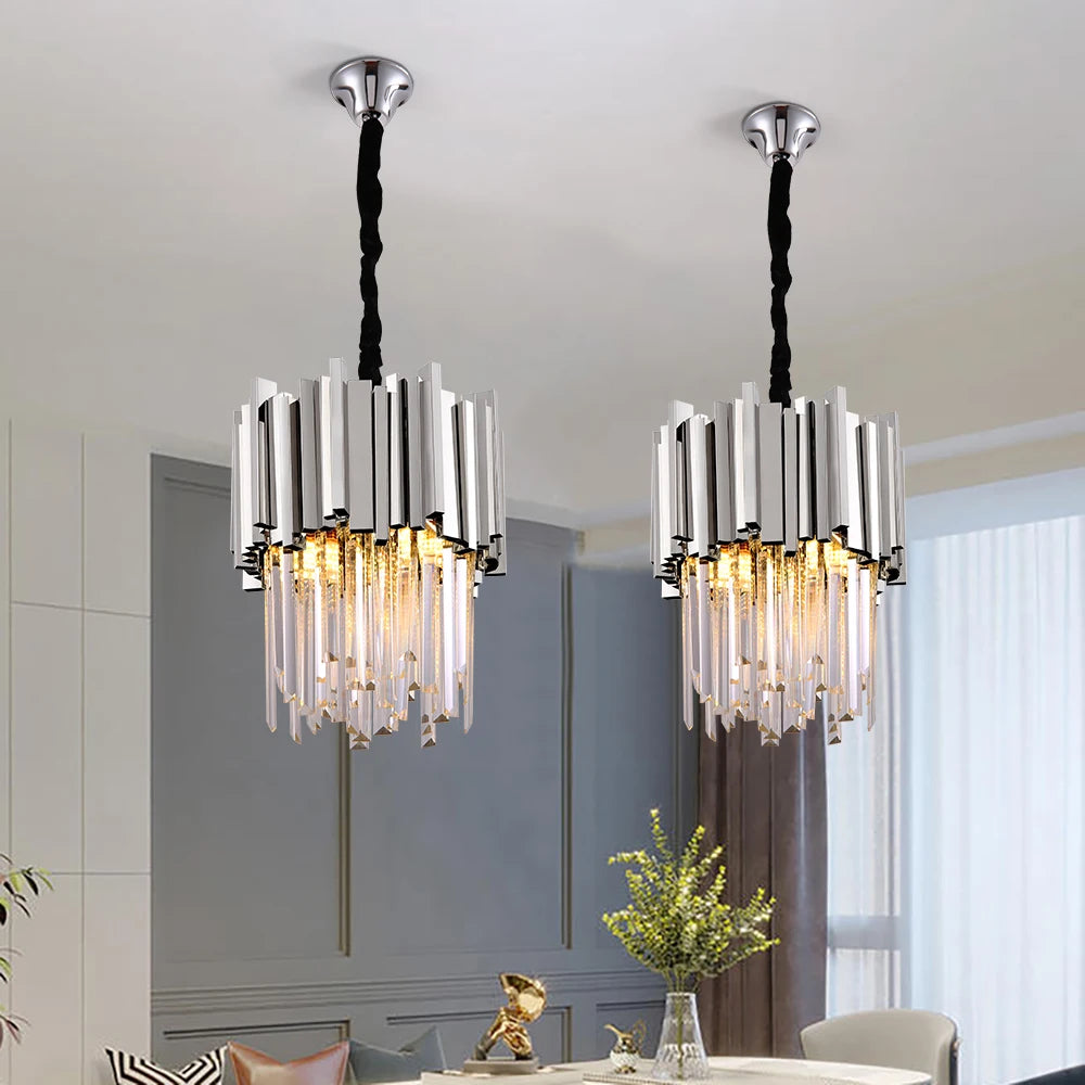 Modern crystal chandelier for dining room luxury kitchen island light fixture home decor gold/chrome led cristal lustre