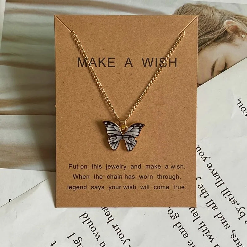 Fashion Women Necklace Korea Style New Butterfly Pendant Necklace Gift For Girl  Cute Lovely Neck Jewelry Wholesale Dropshipping