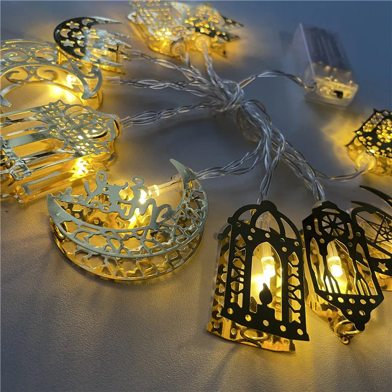 10LED Moon Star castle Led Light String Eid Mubarak Ramadan Decoration For Home Hajj Ramadan Kareem Eid Al Adha EID lantern gift
