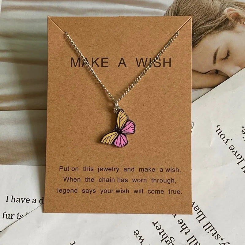 Fashion Women Necklace Korea Style New Butterfly Pendant Necklace Gift For Girl  Cute Lovely Neck Jewelry Wholesale Dropshipping