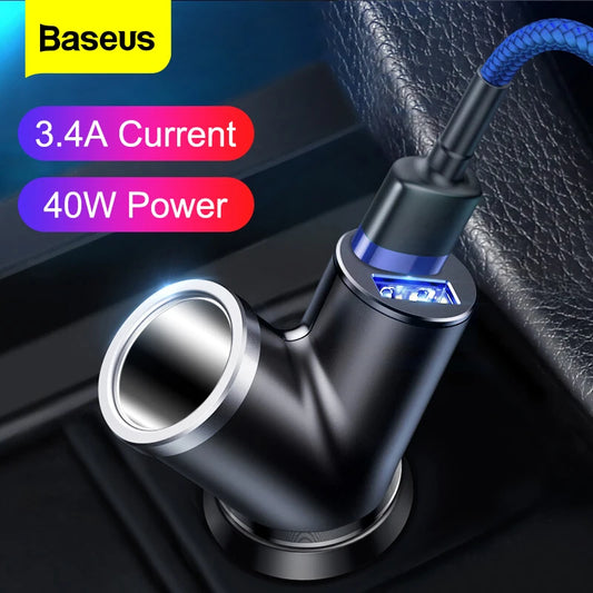 Baseus 3.4A Car Charger Dual USB Car Charging For iPhone XS Max X Samsung Fast Car Charger USB Charge Adapter For Phone In Car
