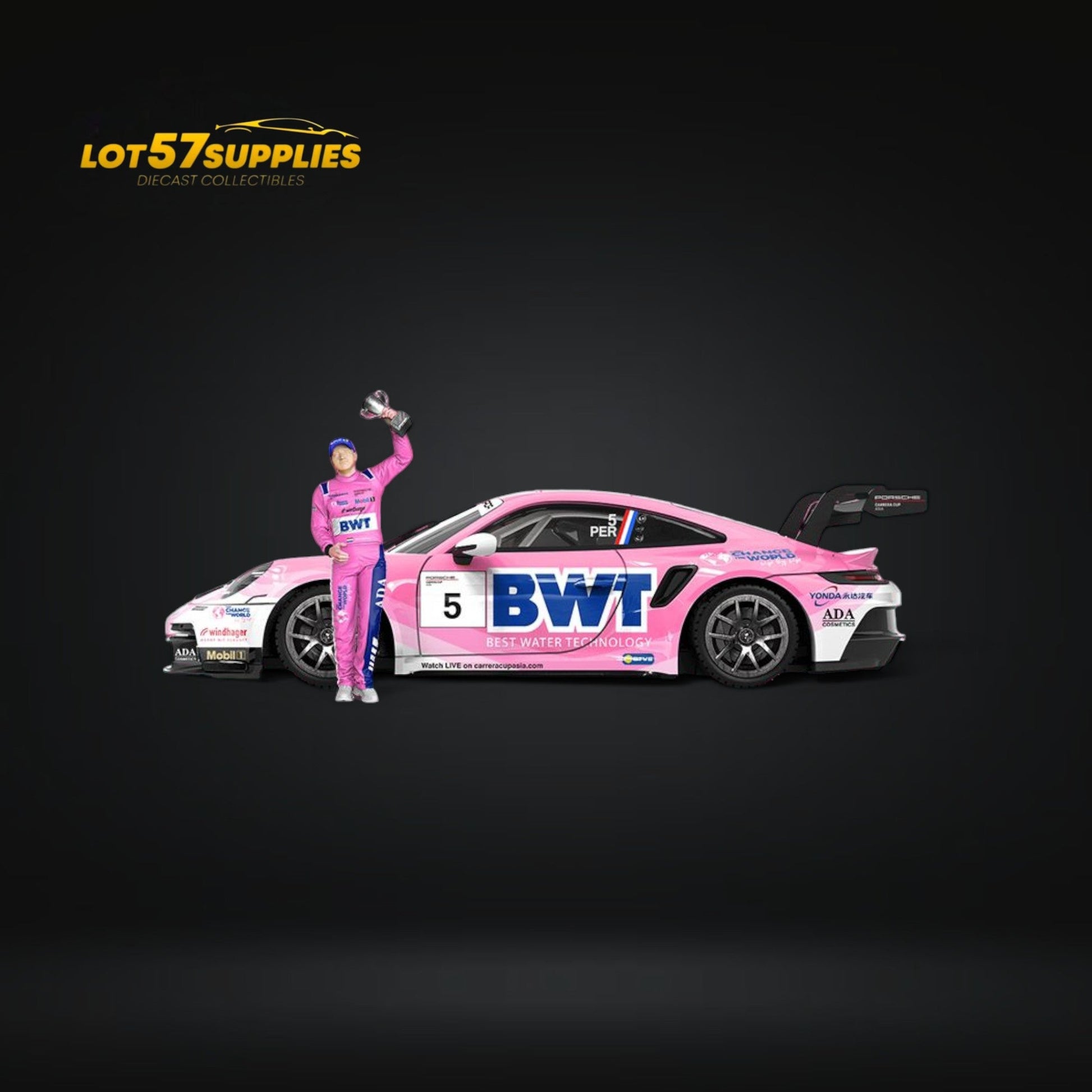 (Pre-Order) ModernArt Porsche 911 GT3 Cup-Yonda BWT Pink livery w/ figure 1:64-4