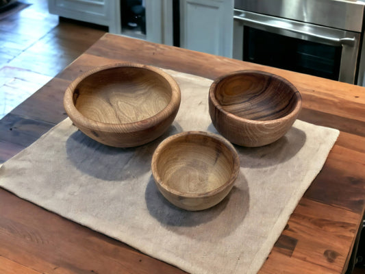 Walnut Bowl, Salad Bowl, Serving Bowls, Set Of 3 Handmade Moroccan Walnut Wood Bowl, Walnut Bowl Made From Ethically Sourced Wood-0