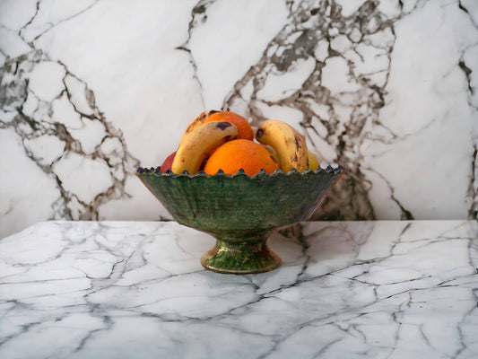 Tamegroute Fruit Bowls, Tamegroute Bowls Green Glazed Pottery, Set of 4 ceramic Fruit bowls, Tamegroute bowls, each handmade in Morocco.-0