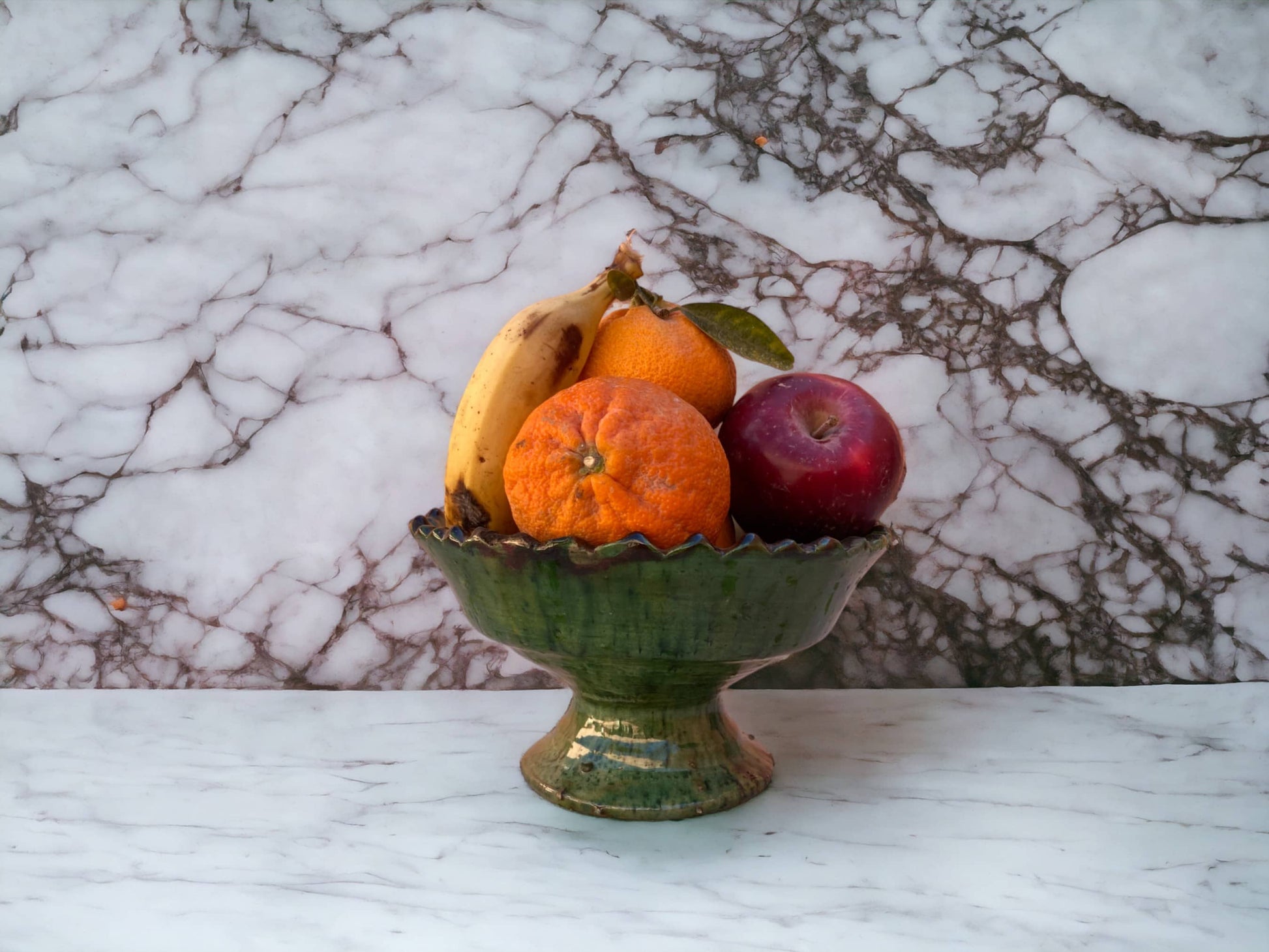 Tamegroute Fruit Bowls, Tamegroute Bowls Green Glazed Pottery, Set of 4 ceramic Fruit bowls, Tamegroute bowls, each handmade in Morocco.-3