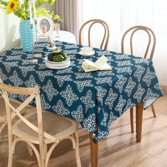 Water Resistant Indoor Outdoor Table Cloth 137x185 CM (Blue) - Design TC4-0