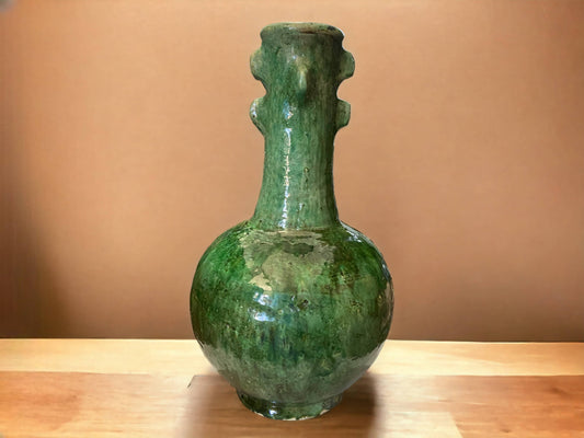 Artisan Handmade Moroccan Tamegroute  Green Glazed Vase-0