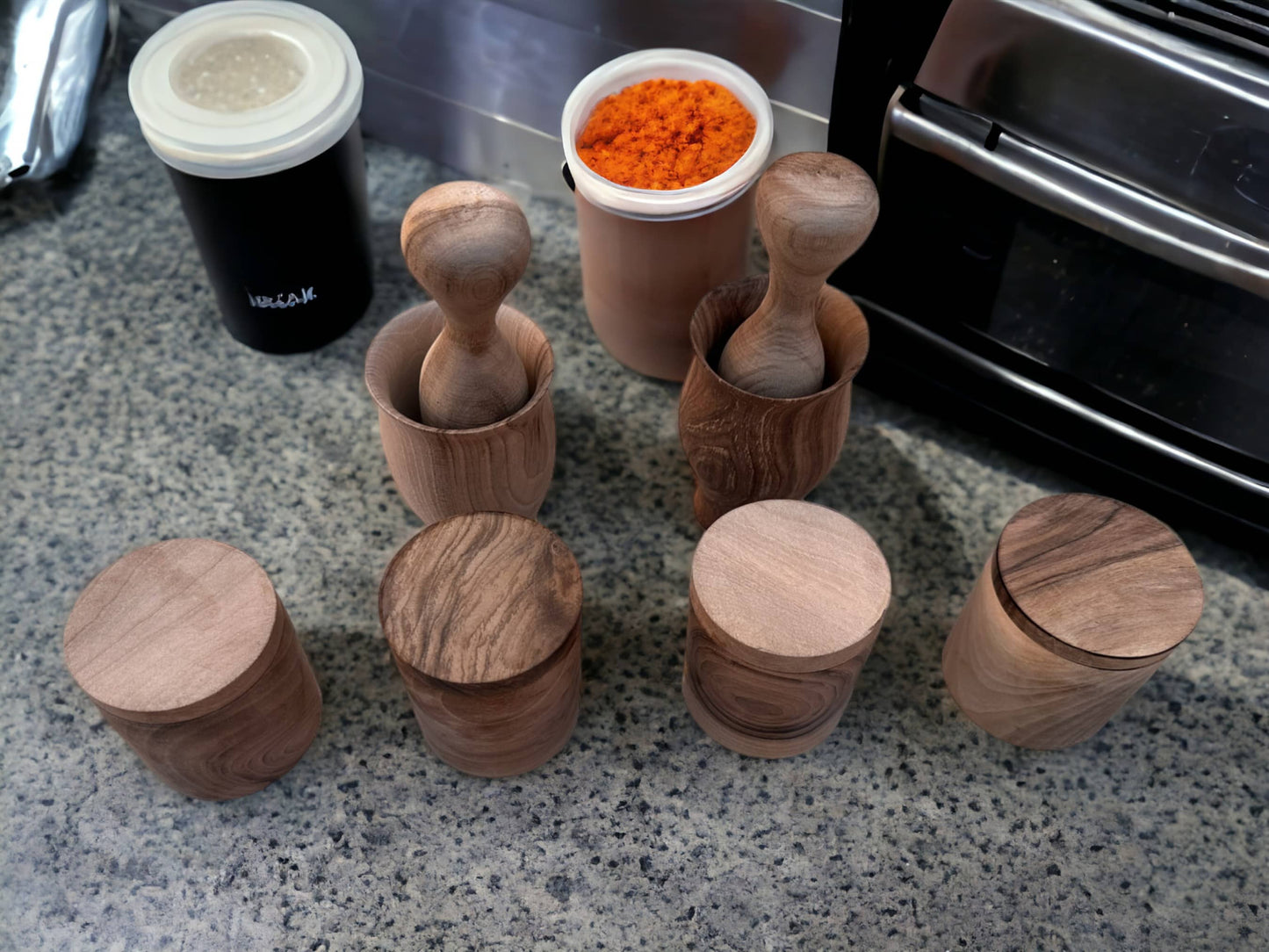 Authentic Walnut Wood Mortar and Pestle: A Moroccan Elegance in Your Kitchen-1