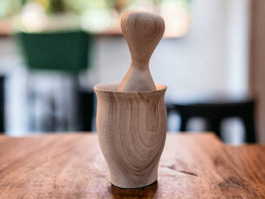 Authentic Walnut Wood Mortar and Pestle: A Moroccan Elegance in Your Kitchen-0