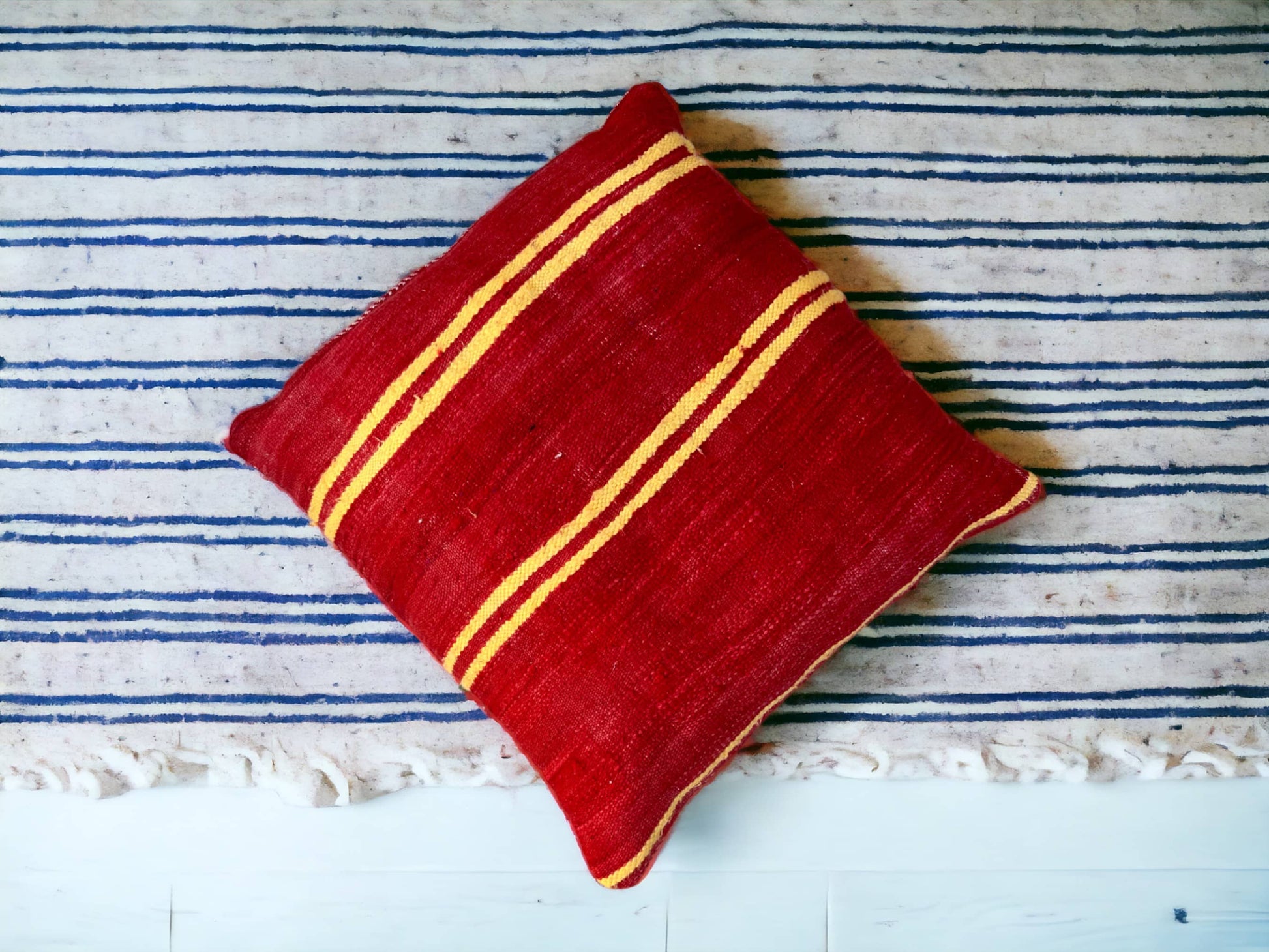 Moroccan Handwoven Kilim Pillow and Berber Style Cushion for Cozy Home Decor-4