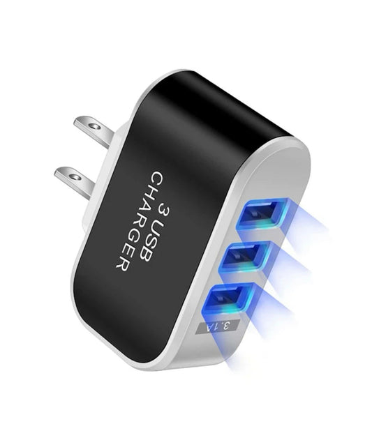 USB Wall Charger Plug Block Cube 3 Port Portable Fast Charger-0